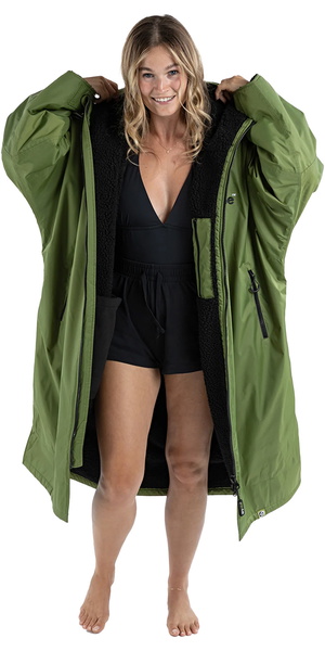 2025 Dryrobe Advance Long Sleeve Changing Robe V3 DALSV3 - Dark Green / Black